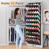 WFOOOO276YRM_2 UVIAHOMI 20-30 Pairs Over the Door Shoe Organizer, Clear Pockets Hanging Shoe Storage for Closet, 10-Tier Door Shoes Rack, Handing Shoes Holder Fit All the Family's Sneakers, Boots, Heels, Black