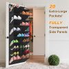 WFOOOO276YRM_3 UVIAHOMI 20-30 Pairs Over the Door Shoe Organizer, Clear Pockets Hanging Shoe Storage for Closet, 10-Tier Door Shoes Rack, Handing Shoes Holder Fit All the Family's Sneakers, Boots, Heels, Black