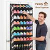 WFOOOO276YRM_4 UVIAHOMI 20-30 Pairs Over the Door Shoe Organizer, Clear Pockets Hanging Shoe Storage for Closet, 10-Tier Door Shoes Rack, Handing Shoes Holder Fit All the Family's Sneakers, Boots, Heels, Black