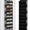 10-Tier Over The Door Organizer with 4 Anti-Scratch Silicone Hooks & 10 Side Pockets, Hanging Shoe Organizer for Closet (20 Pairs), Behind the Door Storage