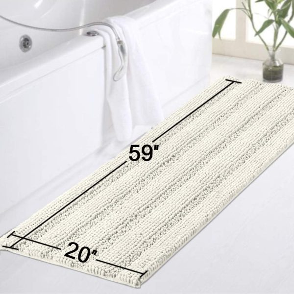 WFOOOO291YRM_2 Turquoize Bathroom Runner Rug 20"x59", Soft Absorbent Chenille Bath Rug