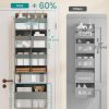 SONGMICS Over-the-Door Organizer, 9-Compartment Door Hanging Storage Shelf, Foldable Closet Hanging Organizer, Heavy-Duty, Metal Hooks, Transparent, Dove Gray URDH009GD01