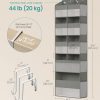 SONGMICS Over-the-Door Organizer, 9-Compartment Door Hanging Storage Shelf, Foldable Closet Hanging Organizer, Heavy-Duty, Metal Hooks, Transparent, Dove Gray URDH009GD01