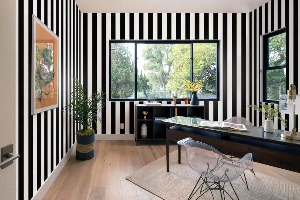 Guvana Stripe Black and White Peel and Stick Wallpaper Self-Adhesive Wallpaper 118"x17.7" Removable Contact Paper Waterproof Wall Paper Decorative Wall Covering Cabinets Shelves Drawer Liner Vinyl