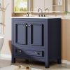 WFOOOO45YRM_1 Tribesigns 30" Bathroom Vanity with Sink, Freestanding Bathroom Vanities Cabinet with Ceramic Basin Combo, Bathroom Sink Cabinet with 2 Doors and 1 Drawer, Solid Wooden Frame (Navy Blue, 30 INCH)