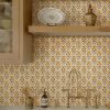 17.3''x78.7'' Peel and Stick Wallpaper Floral Cute Contact Paper Vintage Village Country Cottage Wallpaper Farmhouse Yellow Beige Renter Friendly Geometry Waterproof Embossed Kitchen Bedroom