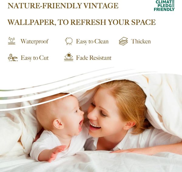 17.3''x78.7'' Peel and Stick Wallpaper Floral Cute Contact Paper Vintage Village Country Cottage Wallpaper Farmhouse Yellow Beige Renter Friendly Geometry Waterproof Embossed Kitchen Bedroom