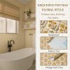 17.3''x78.7'' Peel and Stick Wallpaper Floral Cute Contact Paper Vintage Village Country Cottage Wallpaper Farmhouse Yellow Beige Renter Friendly Geometry Waterproof Embossed Kitchen Bedroom