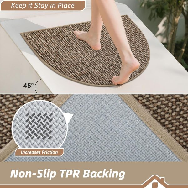 WFOOOO532YRM_4 BEQHAUSE Dirt Trapper Door Mat 17" x 30" Half Circle Non Slip Rugs, Taupe