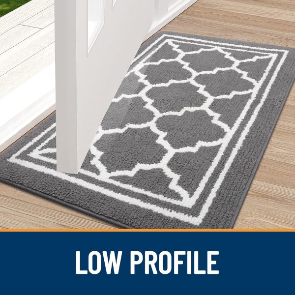 WFOOOO539YRM_3 Buganda Indoor Door Mat, Dirt-Resistant and Absorbent Doormat, Anti-Slip, Low Profile Floor Mats for Inside Entryway, Front, and Back Door Entrance (32x20 Inches, Grey)