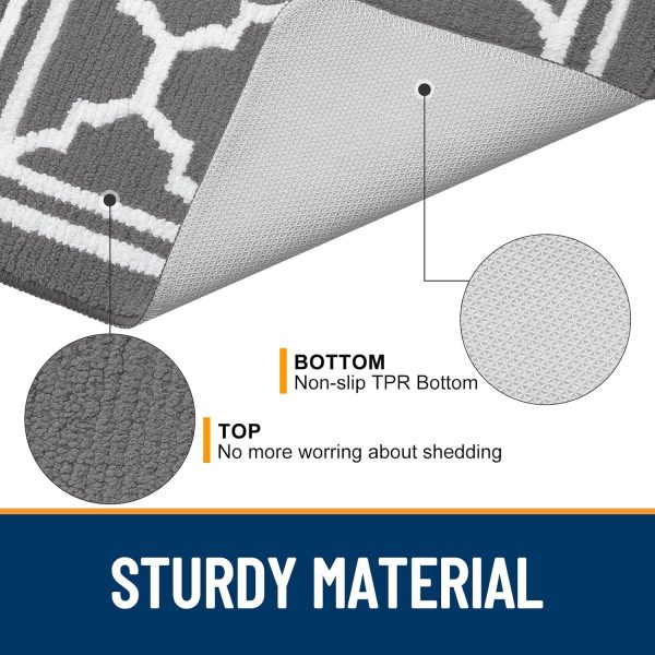 WFOOOO539YRM_4 Buganda Indoor Door Mat, Dirt-Resistant and Absorbent Doormat, Anti-Slip, Low Profile Floor Mats for Inside Entryway, Front, and Back Door Entrance (32x20 Inches, Grey)