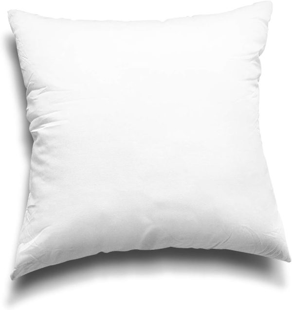WFOOOO594YRM_4 EDOW Throw Pillow Inserts, Set of 4 Lightweight Down Alternative Polyester Pillow, Couch Cushion, Sham Stuffer, Machine Washable. (White, 18x18)
