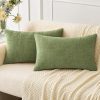 MIULEE Soft Chenille Lumbar Throw Pillow Covers Sage Green 12x20 Pack of 2 | Modern Home Decor, Classic Decorative Pillows, Solid Dyed Cases, Boho Couch Cushion Covers for Sofa Bed Living Room