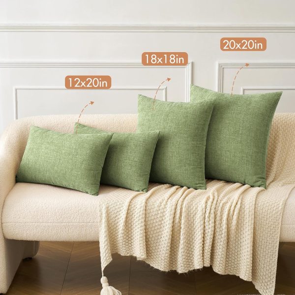 MIULEE Soft Chenille Lumbar Throw Pillow Covers Sage Green 12x20 Pack of 2 | Modern Home Decor, Classic Decorative Pillows, Solid Dyed Cases, Boho Couch Cushion Covers for Sofa Bed Living Room