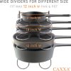 WFOOOO628YRM_3 CAXXA Heavy Duty Pan Rack, Pot Lid Rack, Kitchen Cabinet Pantry Cookware Organizer Rack Holder with 5 Adjustable Dividers, Chrome