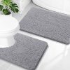 WFOOOO703YRM_1 OLANLY Chenille Bathroom Rugs Mats Sets 2 Piece, 30"x20"+24"x20", Grey | Soft Absorbent Bath Mat and U-Shaped Contour Toilet Rug Set, Quick Dry, Machine Washable Bath Carpet, Home Decor Accessories