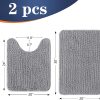 WFOOOO703YRM_2 OLANLY Chenille Bathroom Rugs Mats Sets 2 Piece, 30"x20"+24"x20", Grey | Soft Absorbent Bath Mat and U-Shaped Contour Toilet Rug Set, Quick Dry, Machine Washable Bath Carpet, Home Decor Accessories
