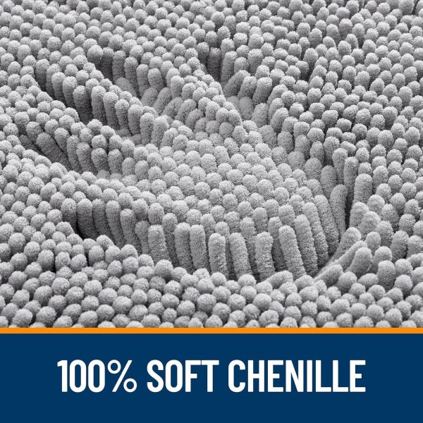 WFOOOO703YRM_3 OLANLY Chenille Bathroom Rugs Mats Sets 2 Piece, 30"x20"+24"x20", Grey | Soft Absorbent Bath Mat and U-Shaped Contour Toilet Rug Set, Quick Dry, Machine Washable Bath Carpet, Home Decor Accessories