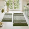 WFOOOO714YRM_1 HOMEIDEAS Sage Green Bathroom Rugs Set, Striped Chenille, 20"x32"+17"x24" | Non Slip Absorbent Bath Mats, Fluffy Striped Chenille Soft Shaggy Bath Rugs for Bathroom Floor and Tub, Machine Washable