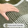 WFOOOO714YRM_2 HOMEIDEAS Sage Green Bathroom Rugs Set, Striped Chenille, 20"x32"+17"x24" | Non Slip Absorbent Bath Mats, Fluffy Striped Chenille Soft Shaggy Bath Rugs for Bathroom Floor and Tub, Machine Washable