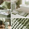 WFOOOO714YRM_3 HOMEIDEAS Sage Green Bathroom Rugs Set, Striped Chenille, 20"x32"+17"x24" | Non Slip Absorbent Bath Mats, Fluffy Striped Chenille Soft Shaggy Bath Rugs for Bathroom Floor and Tub, Machine Washable