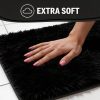 WFOOOO740YRM_3 Bathroom Rugs Set Plush Velvet Bath Rugs Non-Slip Shaggy Bath Mat Set 3 Piece,Washable Mats,Absorbent Shaggy Rugs Super Soft U-Shaped Toilet Rug,Bahroom Carpets for Bathroom,Tub,Shower Black