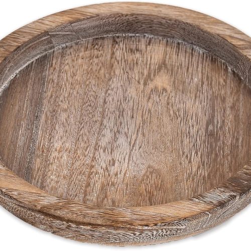 Rustic Wooden Serving Tray - Candle Holder Tray Home Decor, Small Wooden Serving Tray, Round Wood Tray for Coffee Table, Decorative Tray, Centerpiece Table Decorations for Home Decor (8.07 in), Retro
