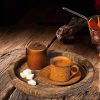 WFOOOO803YRM_3 Rustic Wooden Serving Tray - Candle Holder Tray Home Decor, Small Wooden Serving Tray, Round Wood Tray for Coffee Table, Decorative Tray, Centerpiece Table Decorations for Home Decor (8.07 in), Retro