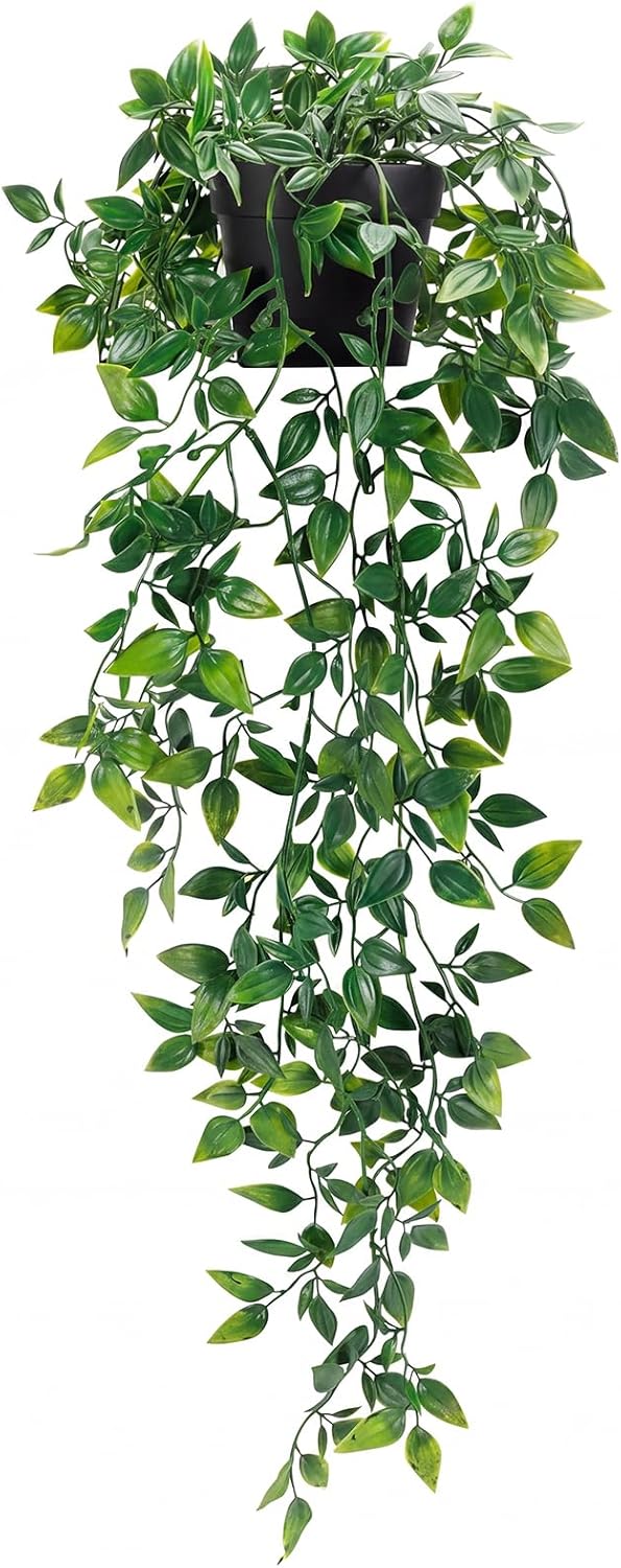 WFOOOO832YRM_1 Whonline Fake Hanging Plants, Artificial Small Potted Plants for Indoor Outdoor Aesthetic Office Living Room Shelf Decor (1 Pack)