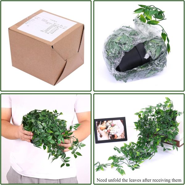 WFOOOO832YRM_4 Whonline Fake Hanging Plants, Artificial Small Potted Plants for Indoor Outdoor Aesthetic Office Living Room Shelf Decor (1 Pack)
