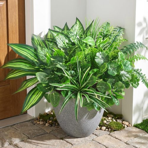 Faux Outdoor Plants, 10 Pcs UV Resistant Artificial Greenery Plants