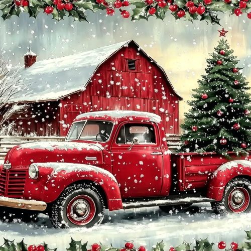 ijbnhd Christmas Red Truck Diamond Art Kits for Adults