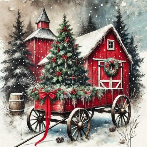Paintcolor Christmas Red Truck Diamond Art Painting Kits for Adults