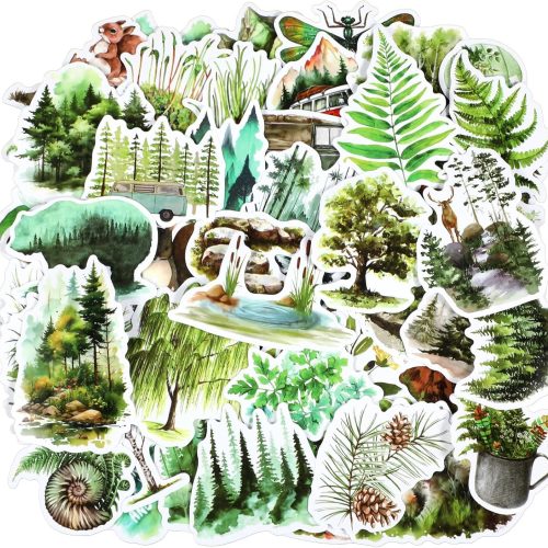 Ouligay 50PCS Forest Stickers Aesthetic Vinyl Tree Stickers Nature Sticker