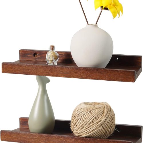 CT0425538JS_1 12x4-Inch Walnut Solid Oak Wood Floating Shelf for Wall Decor