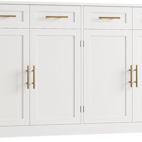 HOSTACK 60" W Sideboard Buffet Cabinet with Storage, Kitchen Cabinet, White
