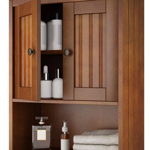 Treocho Wood Medicine Cabinet with Doors, Bathroom Wall Cabinet