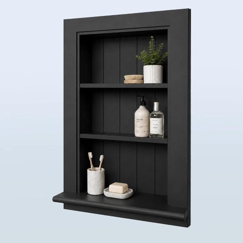 CT0429735JS_1 Royxen Recessed Medicine Cabinet, Medicine Cabinets, Large Medicine Cabinet, 3-Tier Bathroom Cabinets Wall Mount for Home Storage, Black
