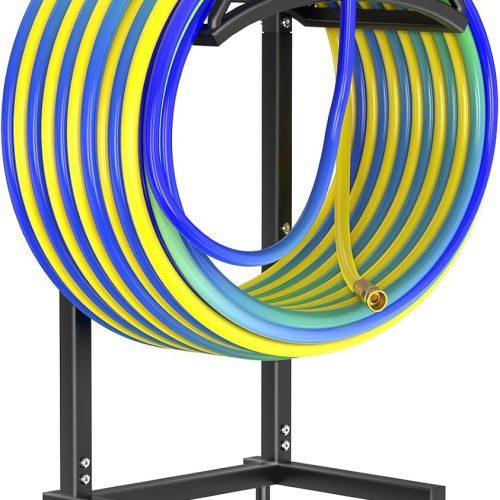 Qatsrin Garden Hose Holder Holds 160ft, Detachable Water Hose Storage Black