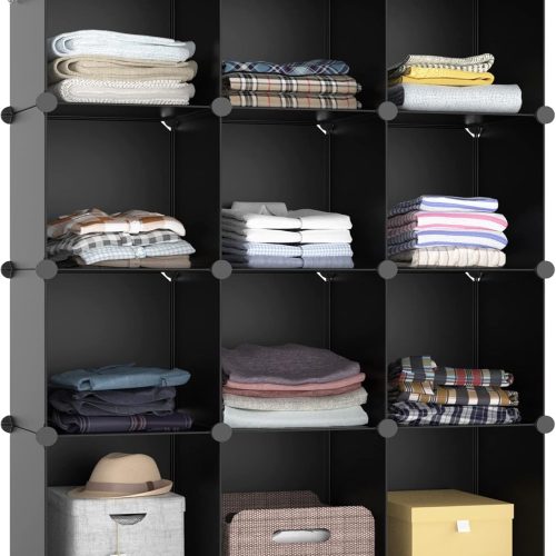 HOMIDEC Closet Organizers and Storage, 12 Cube Storage Organizer, Black