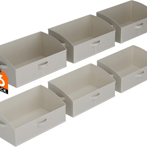 Lifewit Trapezoid Closet Storage Bin for Shelf, 6 Packs 23L, Light Gray