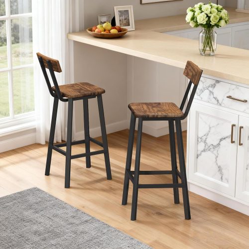 MAHANCRIS Bar Stools, Set of 2 Bar Chairs with Backrest and Footrest