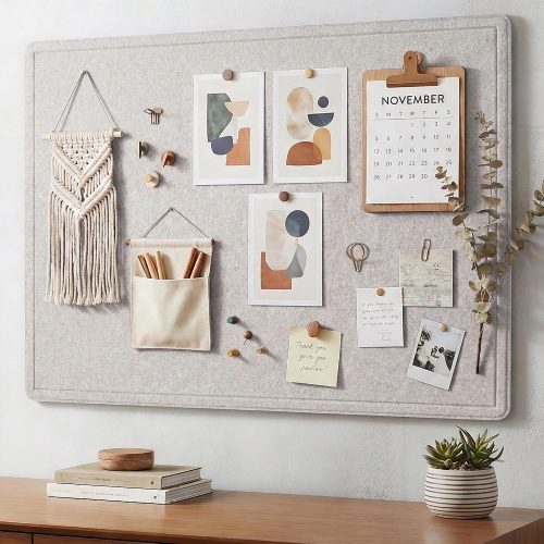 AKTOP Foldable Felt Bulletin Board 24x16 in, Latte