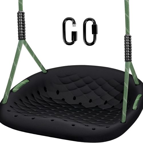 Heavy Duty Tree Swing, 550LBS Capacity Outdoor Swing Seat for Adults & Kids, Height Adjustable with Ropes, for Backyard Garden Patio Playground, Black