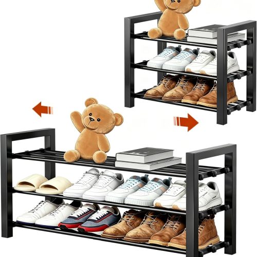 Expandable Shoe Rack, Heavy Duty Metal Shoe Organizer for Closet