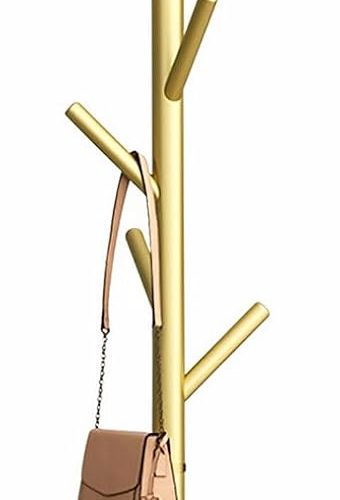 CT0439230JS_1 Freestanding Coat Rack with Natural Marble Base, 7 Heavy-Duty Hooks, Adjustable Height for Bedroom/Office/Hallway (Gold)