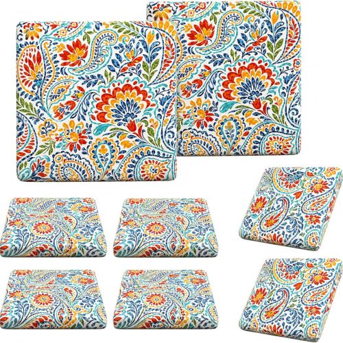 BBSET 8 Pcs Paisley Patio Sofa Cushion Cover Stretch Outdoor Sofa Seat Cushions Cover Indoor Replacement Couch Chair Slipcover Flexibility (Paisley)