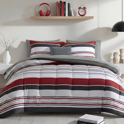 Monbix Full Size Comforter Sets - 7 Pieces Bed in a Bag Full Bedding Set