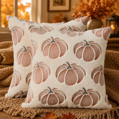 DFXSZ Fall Pillow Covers 18x18 Beige Pumpkin Plush Autumn Home Decor 093A18