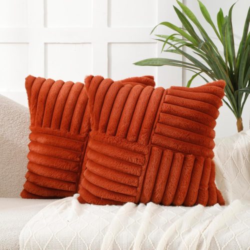 All Smiles Burnt Orange Terracotta Fall Throw Pillow Covers 18x18 Set of 2